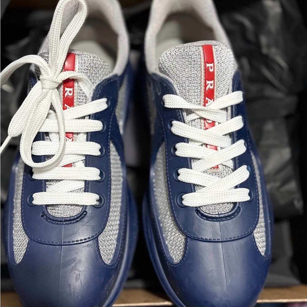 Prada Men's Navy and Gray Sneakers